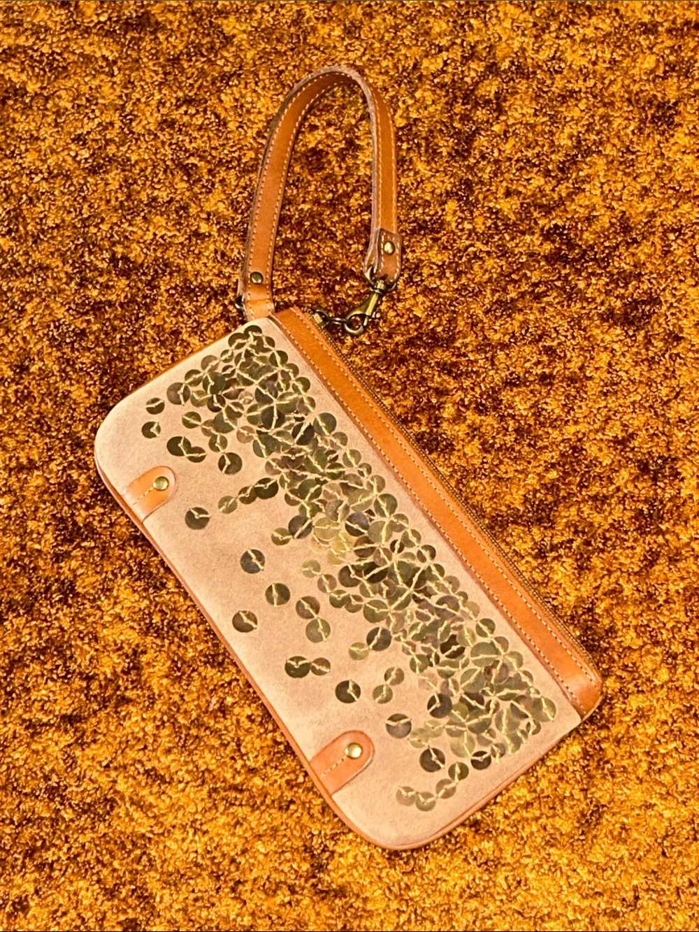 Brown Floral Wristlet Clutch - Women Bags